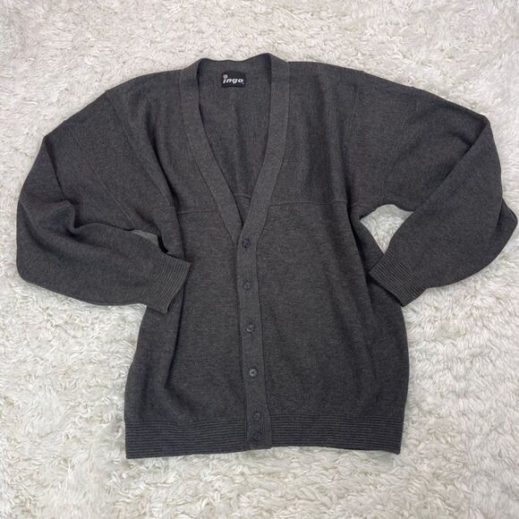 Ingo Grey Button Up Acrylic/Wool Sweater - Picture 3 of 6